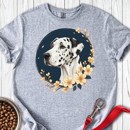 Harlequin Great Dane Flowers T Shirt Gift For Dog Lover
