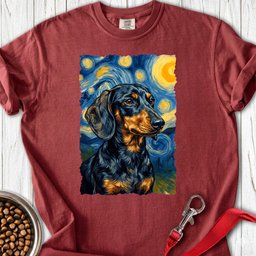 Dachshund Van Gogh Black And Tan Premium Tee Gift For Dog Lover