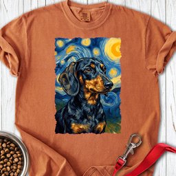 Dachshund Van Gogh Black And Tan Premium Tee Gift For Dog Lover