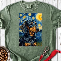 Dachshund Van Gogh Black And Tan Premium Tee Gift For Dog Lover