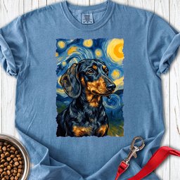 Dachshund Van Gogh Black And Tan Premium Tee Gift For Dog Lover