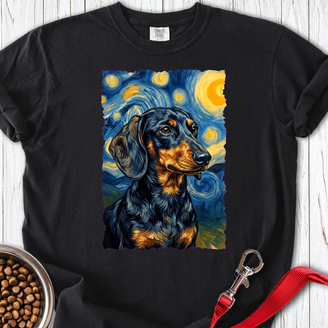 Dachshund Van Gogh Black And Tan Premium Tee Gift For Dog Lover