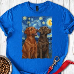 Fox Red And Chocolate Labrador Starry Night T Shirt Gift For Dog Lover