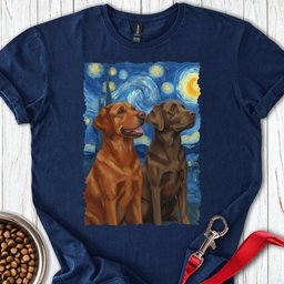 Fox Red And Chocolate Labrador Starry Night T Shirt Gift For Dog Lover