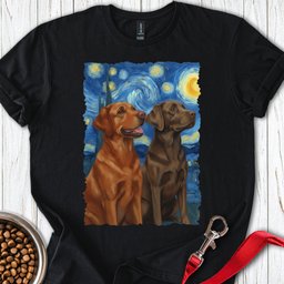 Fox Red And Chocolate Labrador Starry Night T Shirt Gift For Dog Lover