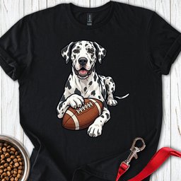Harlequin Great Dane Football T Shirt Gift For Dog Lover
