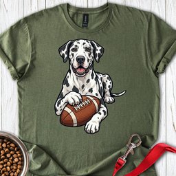 Harlequin Great Dane Football T Shirt Gift For Dog Lover