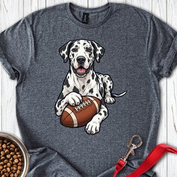 Harlequin Great Dane Football T Shirt Gift For Dog Lover