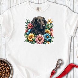 Flat Coated Retriever Flower Wreath Premium Tee Gift For Dog Lover
