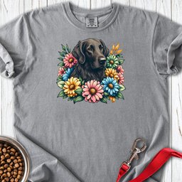 Flat Coated Retriever Flower Wreath Premium Tee Gift For Dog Lover