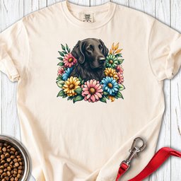 Flat Coated Retriever Flower Wreath Premium Tee Gift For Dog Lover
