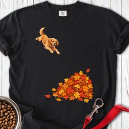 Golden Retriever Leaf Pile Premium Tee Gift For Dog Lover