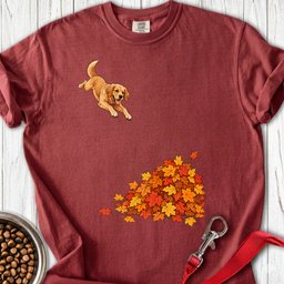 Golden Retriever Leaf Pile Premium Tee Gift For Dog Lover