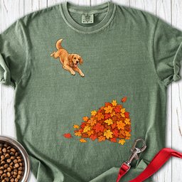 Golden Retriever Leaf Pile Premium Tee Gift For Dog Lover