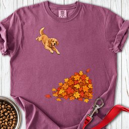 Golden Retriever Leaf Pile Premium Tee Gift For Dog Lover