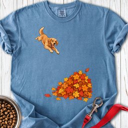 Golden Retriever Leaf Pile Premium Tee Gift For Dog Lover