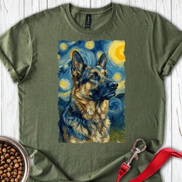 German Shepherd Van Gogh T Shirt Gift For Dog Lover