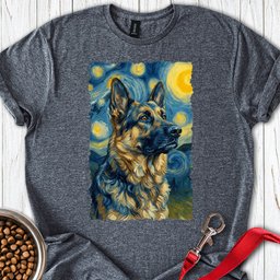German Shepherd Van Gogh T Shirt Gift For Dog Lover