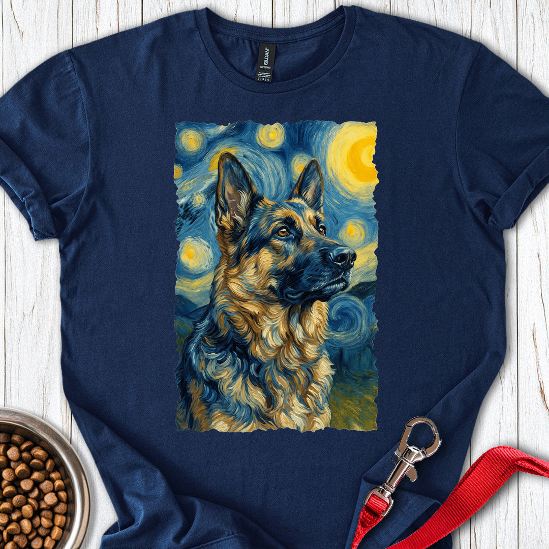 German Shepherd Van Gogh T Shirt Gift For Dog Lover