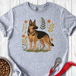 German Shepherd Flowers T Shirt Gift For Dog Lover