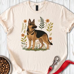 German Shepherd Flowers T Shirt Gift For Dog Lover