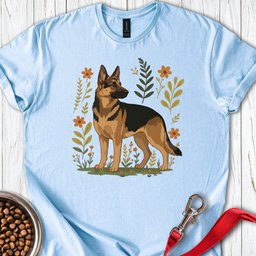 German Shepherd Flowers T Shirt Gift For Dog Lover