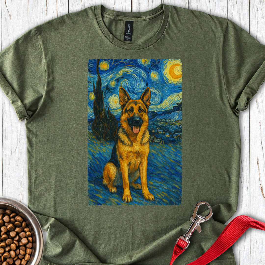 German Shepherd Van Gogh T Shirt Gift For Dog Lover