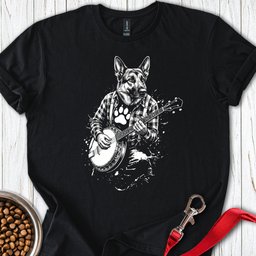 German Shepherd Banjo T Shirt Gift For Dog Lover