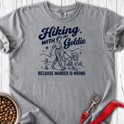 Hiking With My Goldie T Shirt Gift For Dog Lover