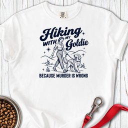 Hiking With My Goldie T Shirt Gift For Dog Lover