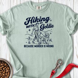 Hiking With My Goldie T Shirt Gift For Dog Lover