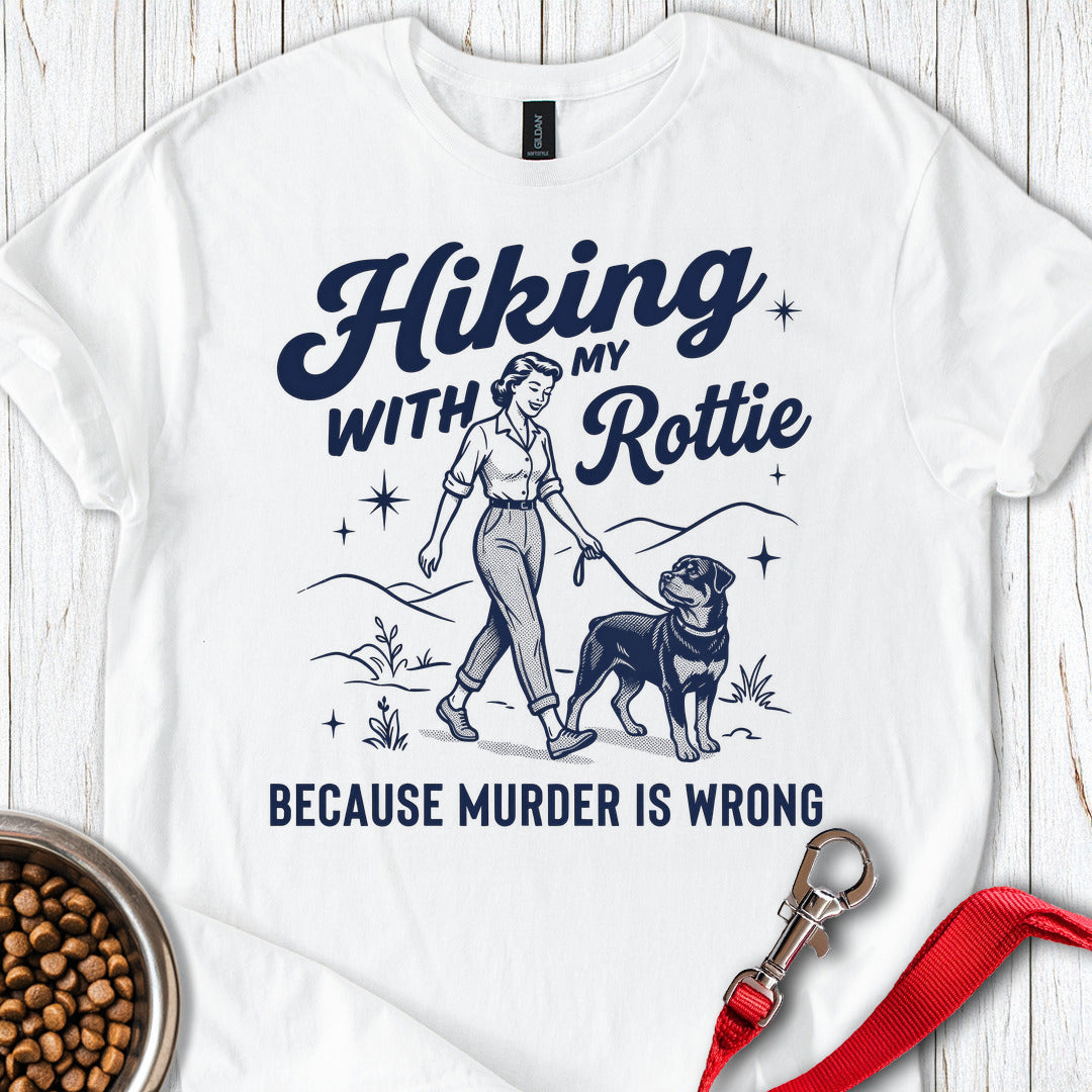 Hiking With My Rottweiler T Shirt Gift For Dog Lover