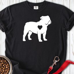 English Bulldog Heart Silhouette Premium Tee Gift For Dog Lover