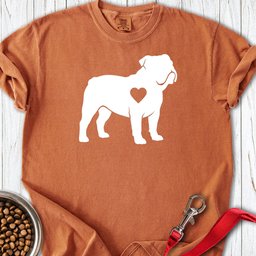 English Bulldog Heart Silhouette Premium Tee Gift For Dog Lover
