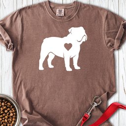English Bulldog Heart Silhouette Premium Tee Gift For Dog Lover