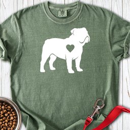English Bulldog Heart Silhouette Premium Tee Gift For Dog Lover