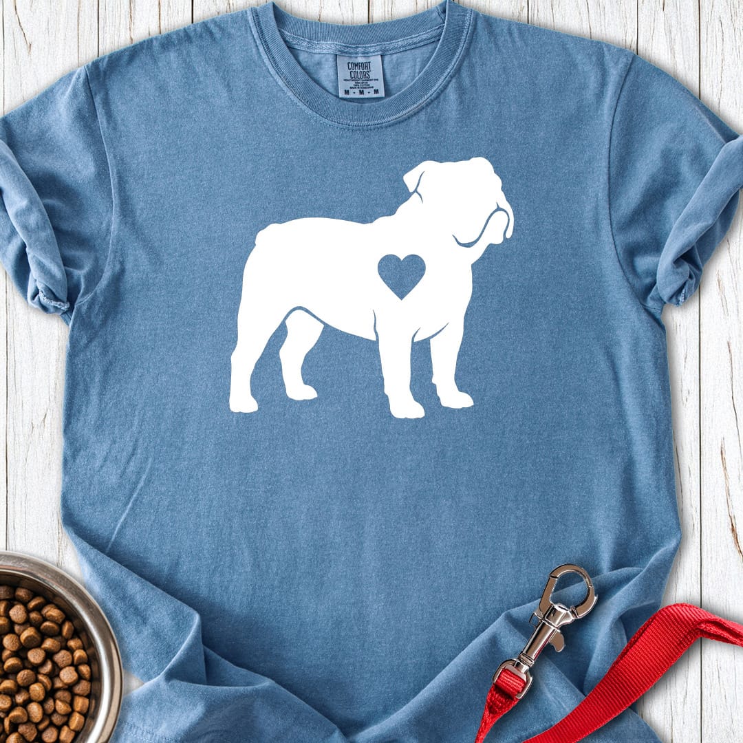 English Bulldog Heart Silhouette Premium Tee Gift For Dog Lover