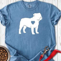 English Bulldog Heart Silhouette Premium Tee Gift For Dog Lover