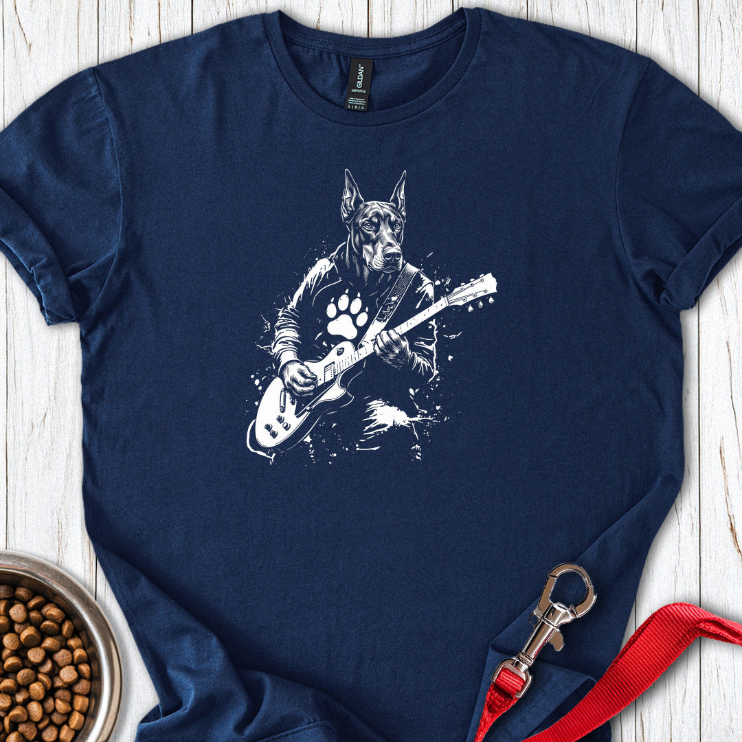 Doberman Guitar T Shirt Gift For Dog Lover