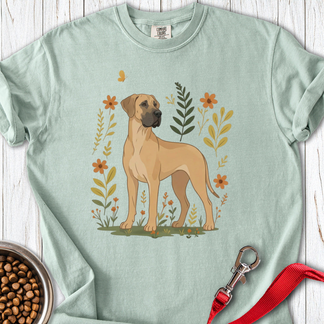 Fawn Great Dane Flowers Premium Tee Gift For Dog Lover