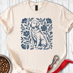 Golden Retriever Linocut T Shirt Gift For Dog Lover