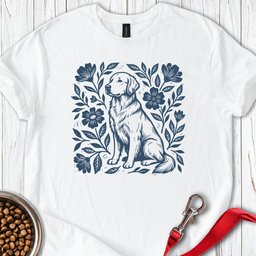 Golden Retriever Linocut T Shirt Gift For Dog Lover