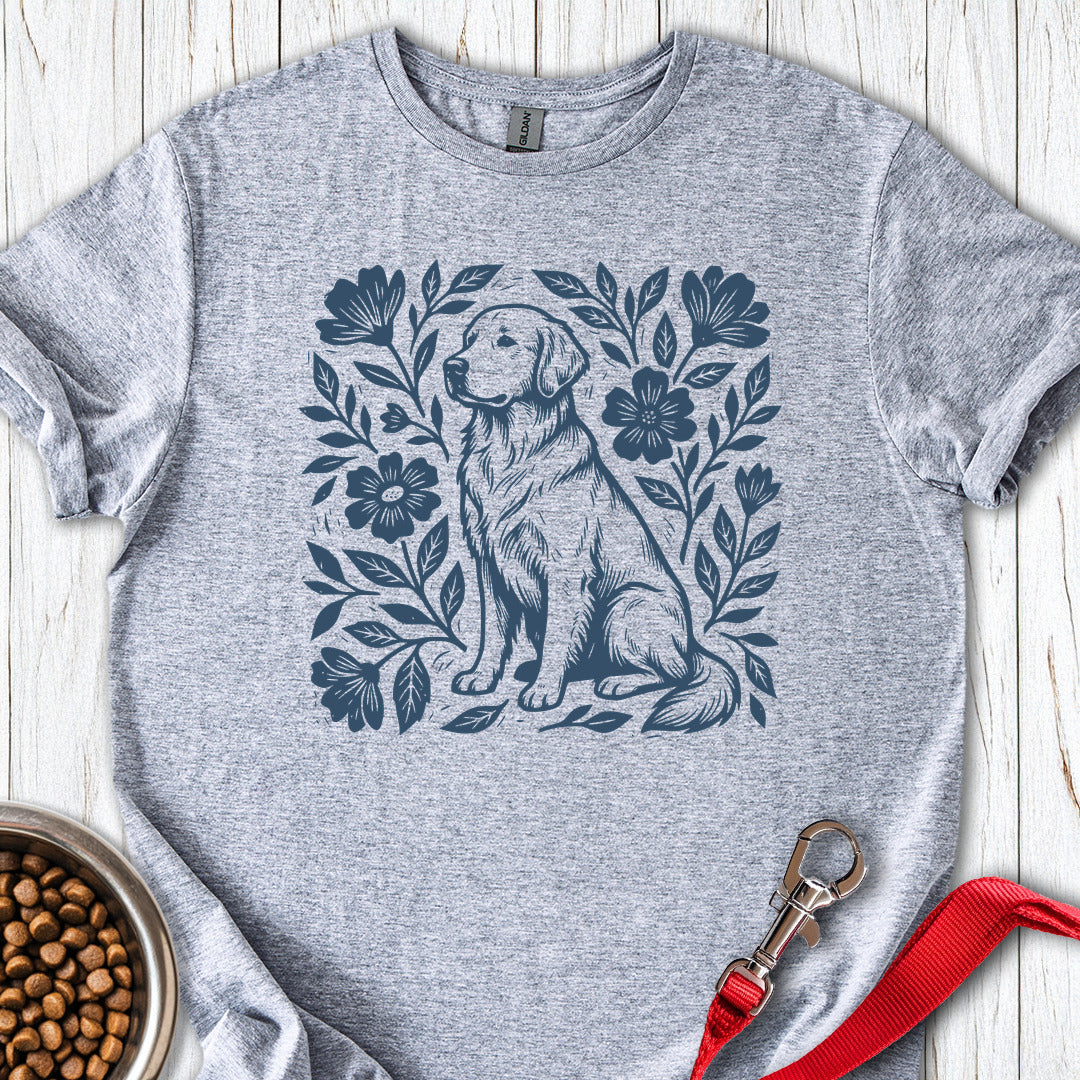 Golden Retriever Linocut T Shirt Gift For Dog Lover