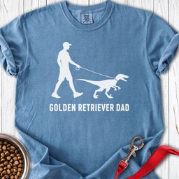 Golden Retriever Dad Velociraptor Premium Tee Gift For Dad
