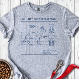 German Shepherd K9 Blue Print T Shirt Gift For Dog Lover