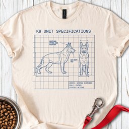 German Shepherd K9 Blue Print T Shirt Gift For Dog Lover