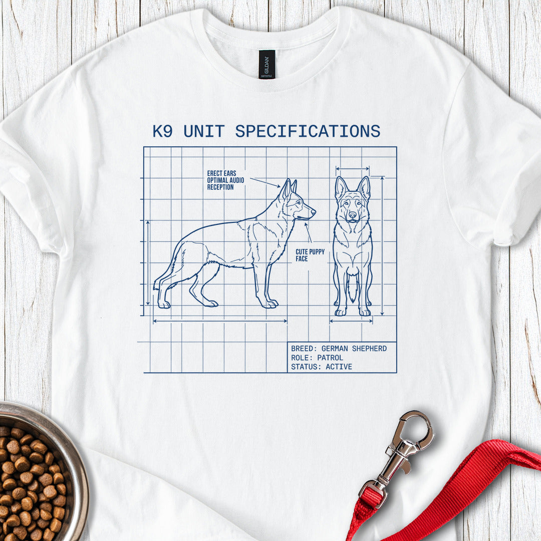 German Shepherd K9 Blue Print T Shirt Gift For Dog Lover