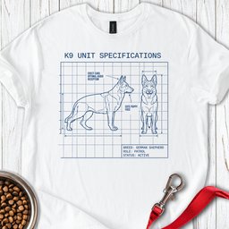 German Shepherd K9 Blue Print T Shirt Gift For Dog Lover