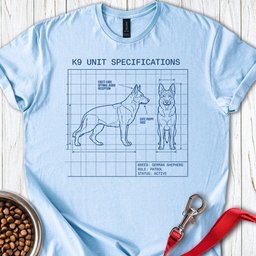 German Shepherd K9 Blue Print T Shirt Gift For Dog Lover