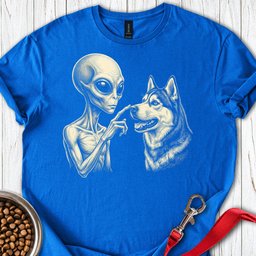 Husky And Alien T Shirt Gift For Dog Lover